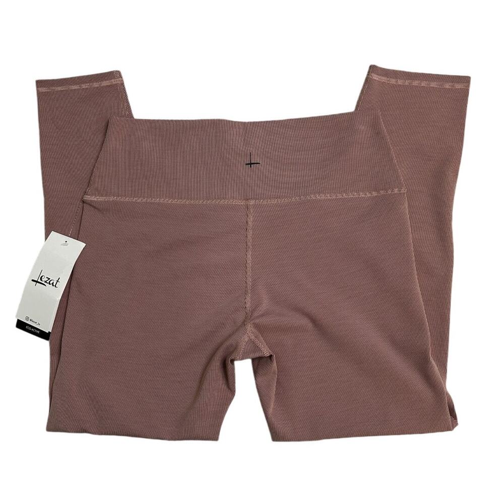 NWT Lezat Eco Active Textured Athletic High Waist Soft Rib Dusty Rose Leggings-L - Picture 6 of 10